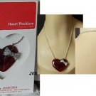 Sparkle Red Heart w/ Sparkle Bow Pendant Necklace New in box Valentine