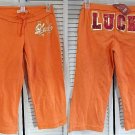No Boundaries "Luck" Embellished Crop Pants Orange Size Small 3/5 NWT Nobo