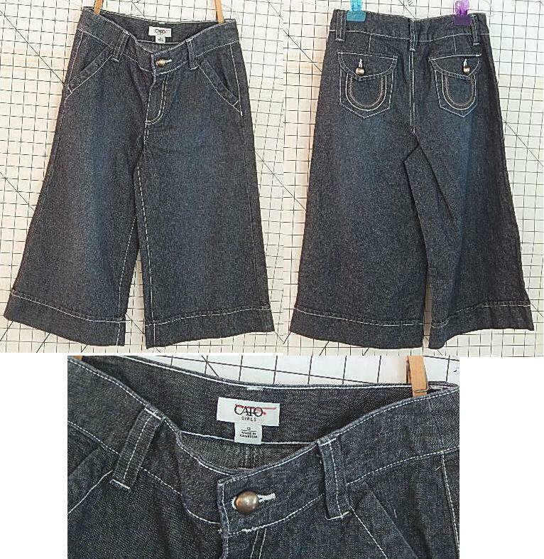 Girl's Cato Size 12 Cropped Blue Jeans Pants w/ Faux Cuffs