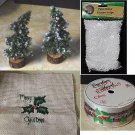 Lot of 4 Different Christmas Decorations Village Trees Snow Cross stitch Ribbon