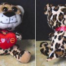 Tom's Toys International Big Eyed Leopard Plush w/ Heart Bow & Love Heart Pillow