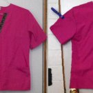 Ladies Active Uniforms Scrub Top Pink w/ Neck Trim & Pockets Size XS
