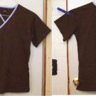 Med Wear By May-Hill Uniforms Scrub Top Womens Size Small Brown & Blue