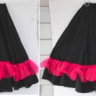 Teen Girls Dance Circular Skirt Black w/ Pink Tulle Ruffle 25" long 22" Waist