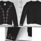 Christopher Banks Floral Hand Embroidered Invisible Snaps Sweater Womens Medium