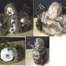 Fishing Snowman Figurine Wearing a Faux Fur Coat Holiday / Winter Decoration