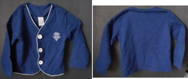 Navy Blue Button Front Cardigan Sweater Size 3T Youth Unisex W/ Creast