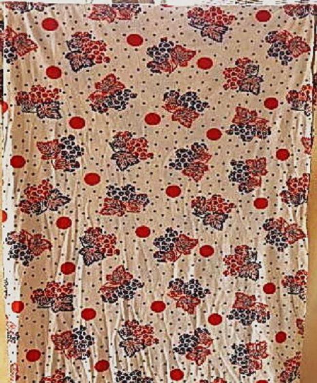 Cream, red & Blue Grape Clusters Fabric / Material 1 Yd x 54" wide Sewing Crafts