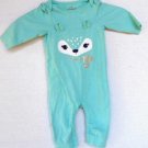 Girls Baby Cat & Jack Critters Face Snap Crotch Romper green 3-6 Months