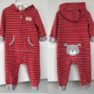 Carter's 9 Mo Little Guy Striped One Piece Romper With Hood & Kangaroo Pocket