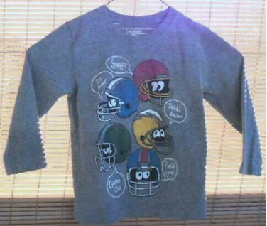 Garanimals Boy Size 3T Gray Long Sleeve Pull-on Shirt w/ Football Graphics