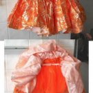 Big Dreamz Satin Paisley Tutu Skirt Stretch Waist Orange Dance 3 Layer Size 7