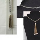 Vintage Silver-Tone Chain w/ Faux Pearl Dangle Tassel Necklace