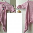 Disney Store Girls Minnie Mouse Pink & White Stripe Footed Sleepers 3-6 Months