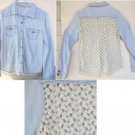 Kirra Womens Size Small Western Style Long Sleeve Blue top w/ crochet Lace Back Kirra Womens Size Small Western Style Long Sleeve Blue top w/ crochet Lace Back