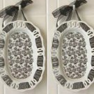 2 Porcelain Oval Shaped Wall Plates w/ Ribbon by Home Decor Accents New