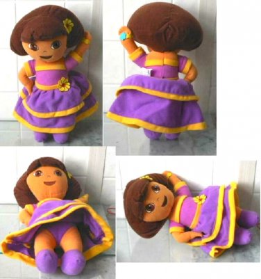 2006 Dora the Explorer Doll Plush Nanco Nickelodeon Jr. 12" Purple/Yellow Dress