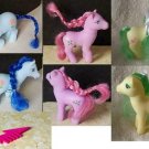 Set of 3 Plastic Little Ponys Toys Blue/Blue Purple/Pink Light Green/Green