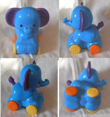 Blue Rolling Elephant Baby Development Toy Building Motor Skills