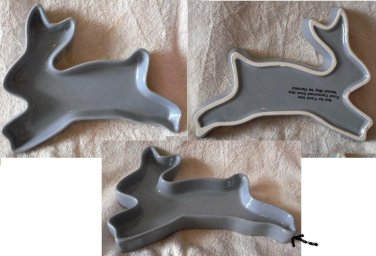 Light Gray Bunny Rabbit Shaped Candy or Serving Dish 8 in Long