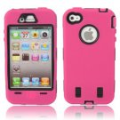 Protective Impact Housing Case with Case Protective Film for iPhone 4/4S Rose & Black