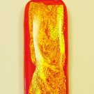 Handcrafted 2 1/2 Dichroic Sunset Fused Glass Pendant Gold Tones Change in the Light