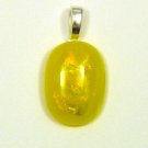 Handcrafted 1 1/4Dichroic Yellow Fused Glass Pendant that Reflects Colors in Light