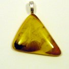 Handcrafted 1 1/2 Earth Tones Fused Glass Pendant Glass was Designed and looks 3D