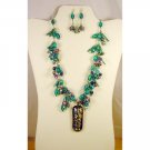  Designed and Handcrafted Aqua Fused Glass 18" Necklace 2 1/4"Dichroic Pendant