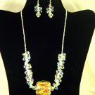 Handcrafted 16" Raindrops Dichroic Fused Glass Necklace Rainbow Pendant colors change in the light