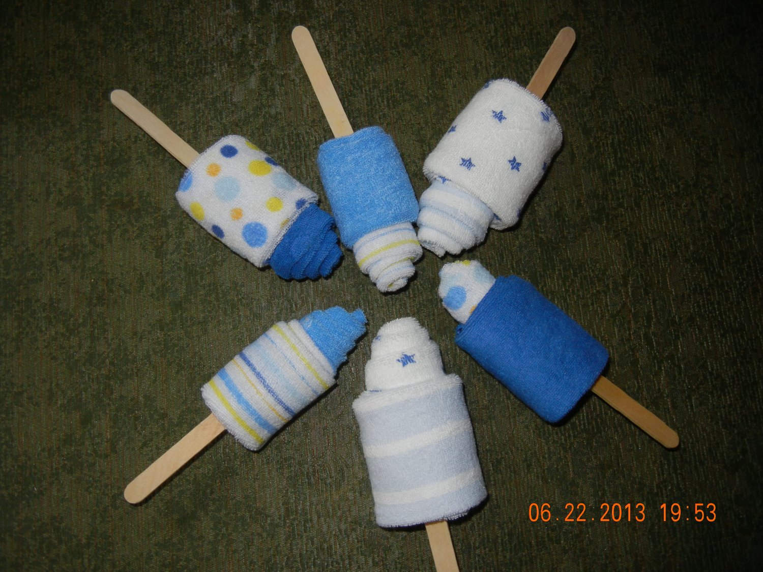 Baby Washcloth Popsicles, Baby Shower Favors