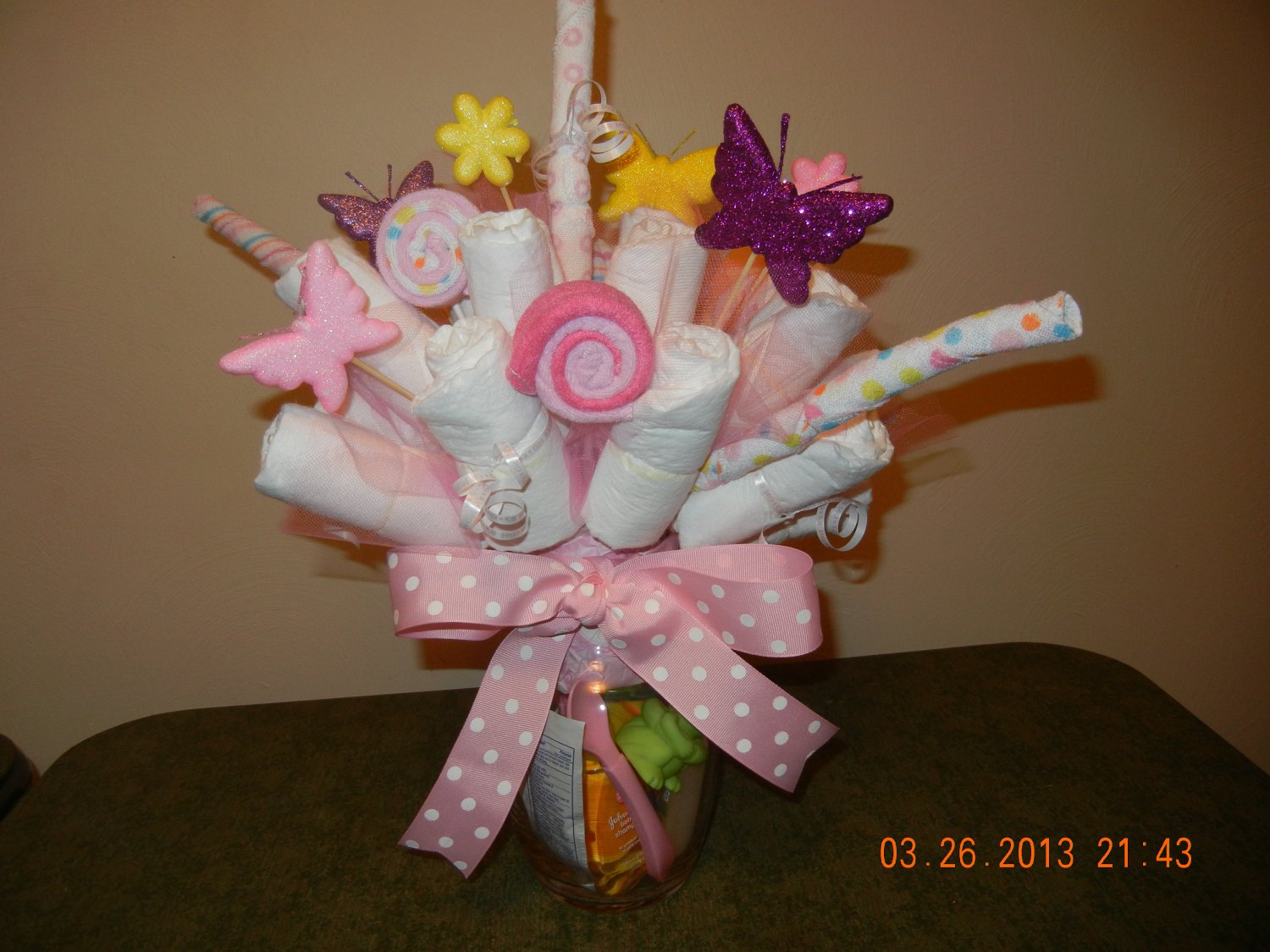 diaper bouquet centerpiece