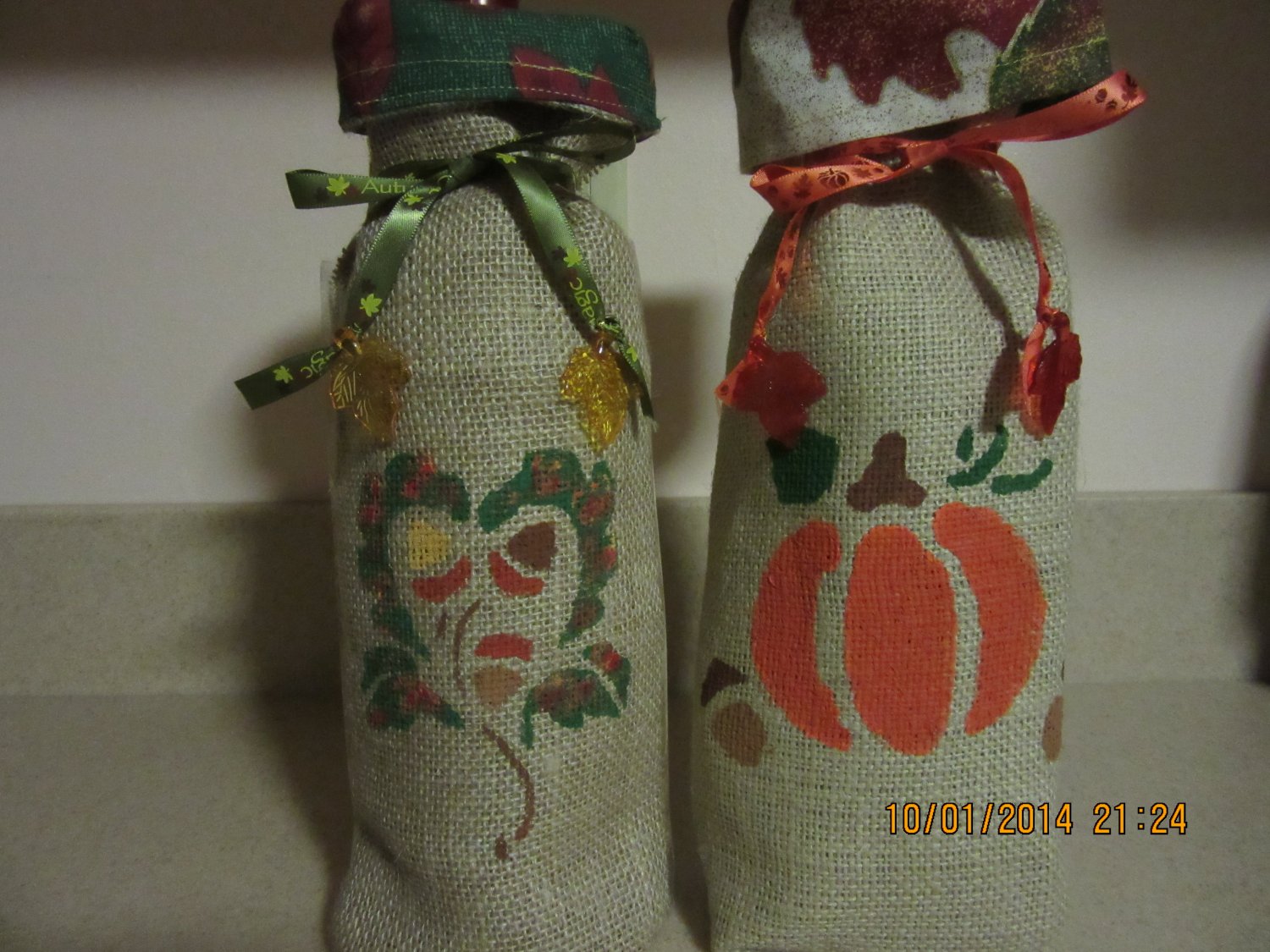 Holiday Wine Bags 6" x 15",Burlap Wine Bags, Party Wine Bags