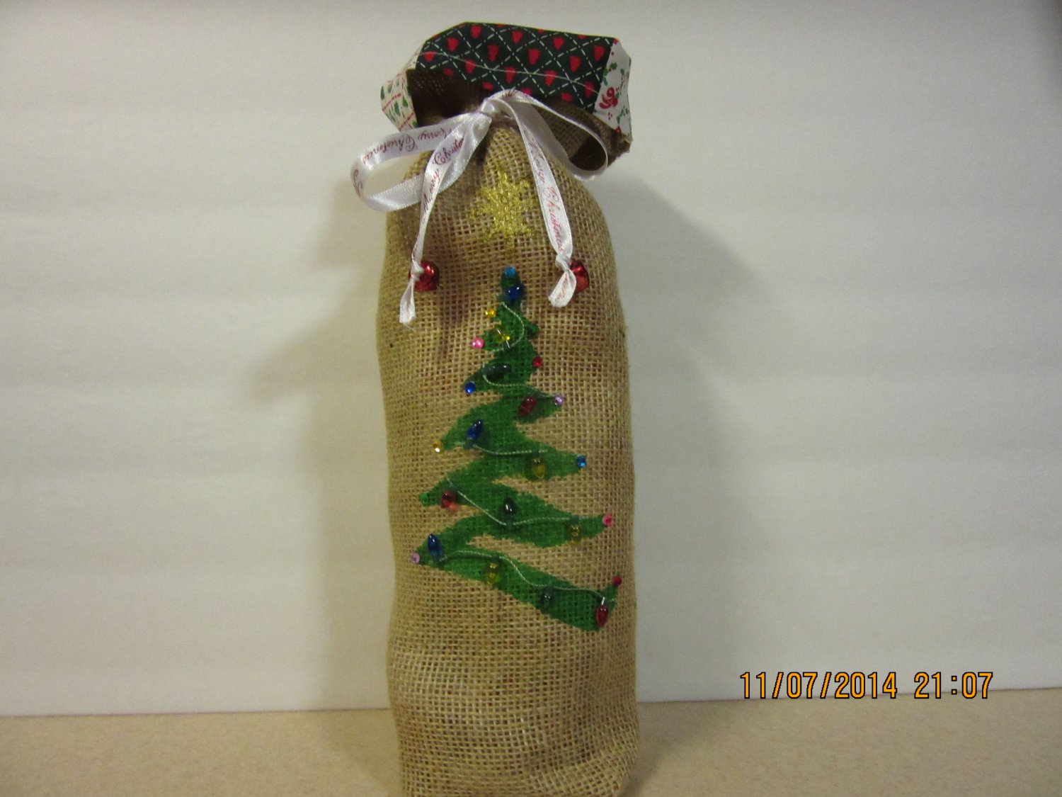 Holiday Wine Bags 6" x 15",Burlap Wine Bags, Party Wine Bags, New Years