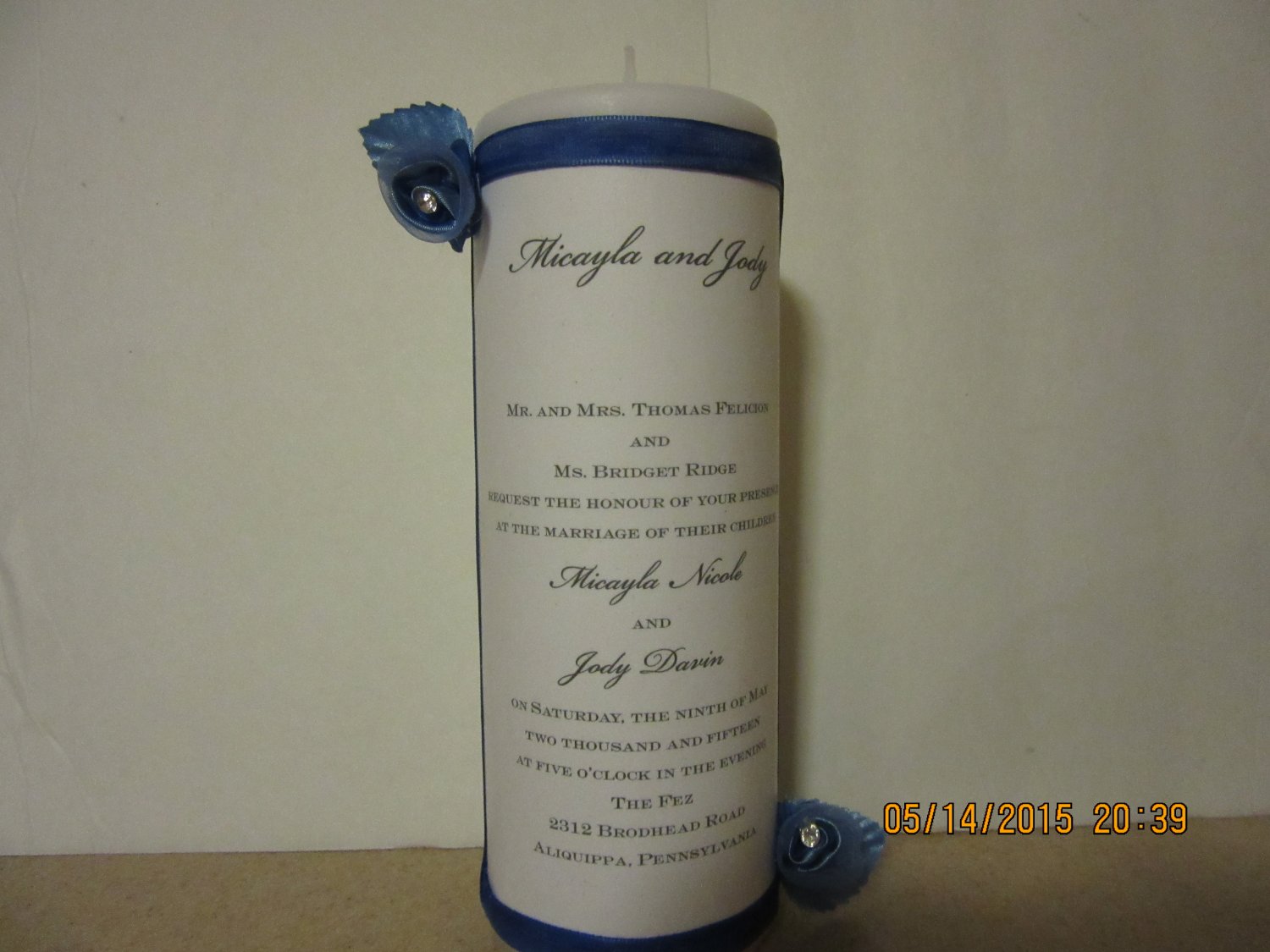 Wedding Candle, Wedding Ceremony, Wedding Invitation Candle, Unity Candle