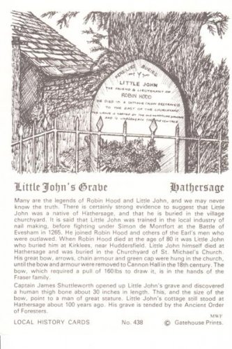Little John's Grave Hathersage Postcard. Mauritron 249756