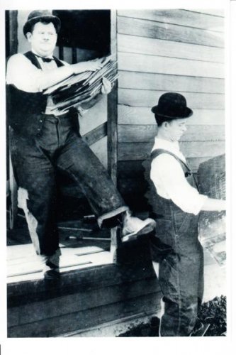 Laurel and Hardy Modern Reprint Postcard. Mauritron 249882