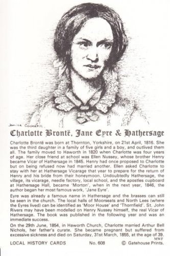 Charlotte Bronte Jane Eyre Hathersage Postcard. Mauritron 249905