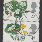 GB QE II Stamp 1967 Flowers 4d Blk 2 MFU SG717 SG719 Mauritron 78116
