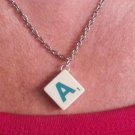 Necklace Scrabble Tile A 18 inch chain with clasp.   Mauritron #250445.