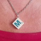 Necklace Scrabble Tile Letter M 18 inch chain with clasp.   Mauritron #250457.