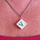 Necklace Scrabble Tile Letter V 18 inch chain with clasp.   Mauritron #250466.
