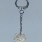 Keyring Lucky 6d Sixpence Coin 1954.  Mauritron #250473.