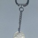 Keyring Lucky 6d Sixpence Coin 1955.  Mauritron #250474.