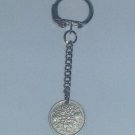 Keyring Lucky 6d Sixpence Coin 1957.  Mauritron #250476.