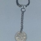 Keyring Lucky 6d Sixpence Coin 1962.  Mauritron #250481.