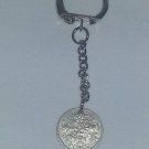 Keyring Lucky 6d Sixpence Coin 1965.  Mauritron #250484.