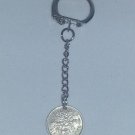 Keyring Lucky 6d Sixpence Coin 1966.  Mauritron #250485.