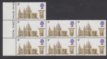 GB QEII Stamp. 1969 Cathedrals 9d Edge BLK 7 UM SG800 Mauritron #78218