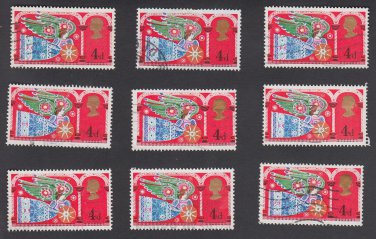 GB QEII Stamp. 1969 Christmas 4d Set 9 MFU SG812 Mauritron #78292
